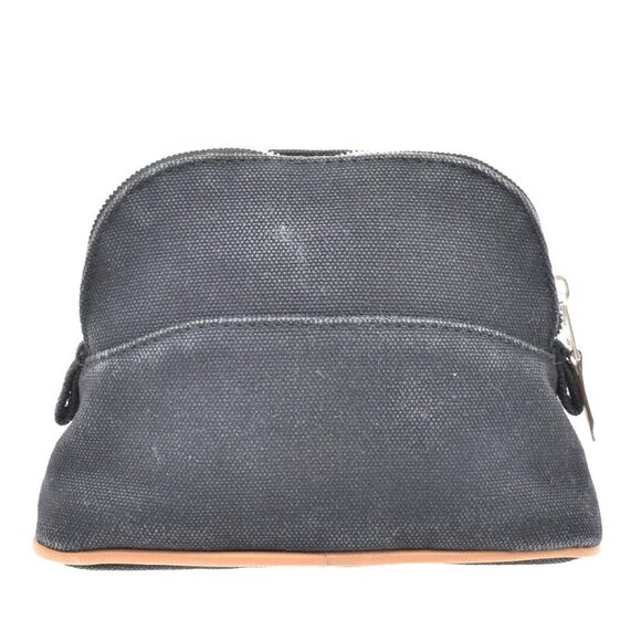 HERMES Logo Bolide 16 Mini Pouch Bag 100% Cotton Leather Black France 09KB142 - Picture 4 of 15